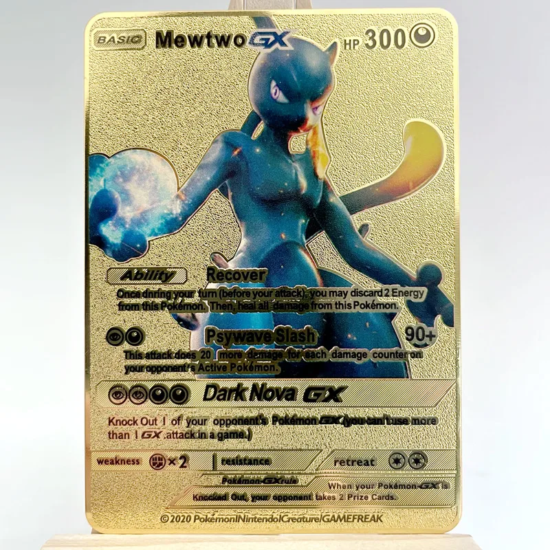 2022 Pokemon 27 стилей Новинка Mewtwo GX MEGA золотая металлическая карточка коллекция