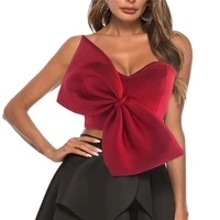 2022 sexy bow wrapped chest off shoulder women tops female fashion autumn spring temperament korea elegant solid zipper clothes