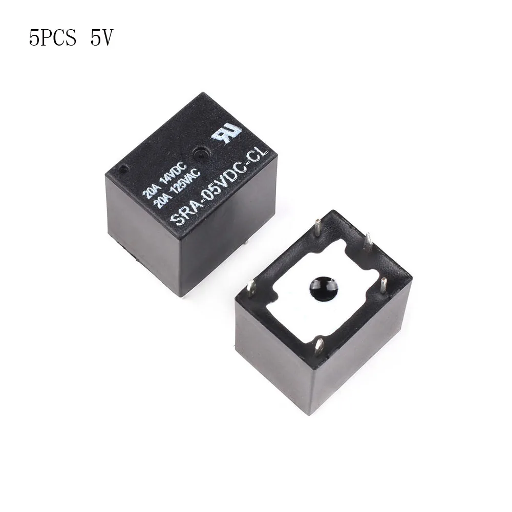 Купи 5Pcs 5V 12V 24V 20A DC Power Relay SRA-05VDC-CL SRA-12VDC-CL SRA-24VDC-CL 5Pin PCB Type In stock Black Automobile relay за 212 рублей в магазине AliExpress