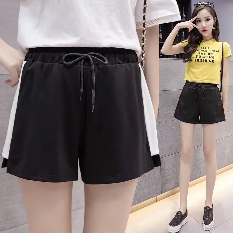 

Спортивные Повседневные женские широкие шорты на шнуровке с высокой талией, свободные широкие штаны с эластичным поясом, домашняя пижама