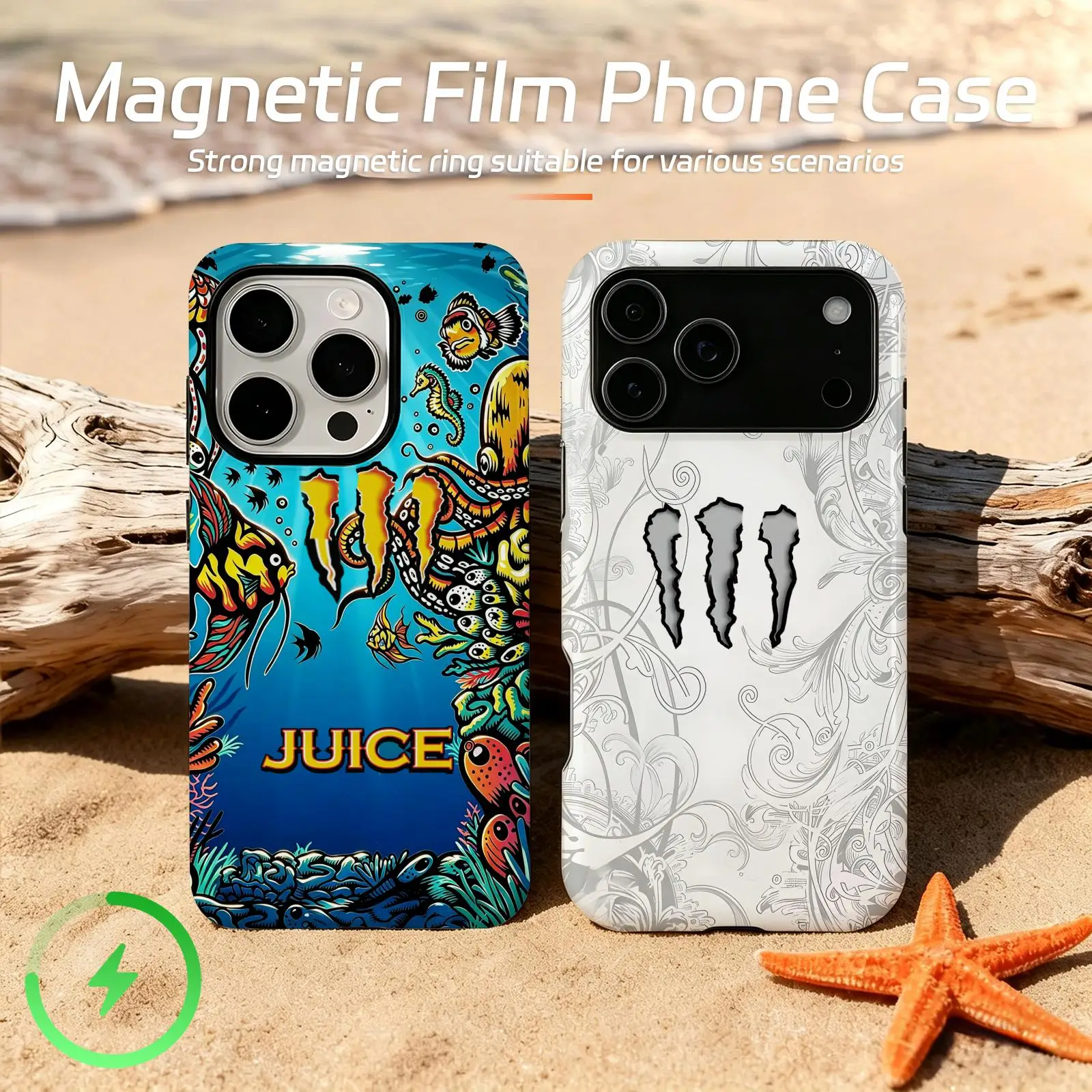 Фото Магнитный чехол для телефона M-MonsterES Fashion Design с дизайном энергетического напитка для iPhone 17, 16, 15, 14, 13, 12, 11 Plus Pro Max, глянцевый, с магнитной пленкой №1
