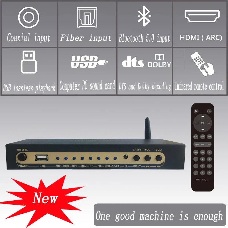 Фото Аудиодекодер 5.1CH Bluetooth 5.0 с входом ARC 4K60Hz, конвертер PC-USB DAC, цифровое аудио DTS AC3 5.1 для усилителя №5