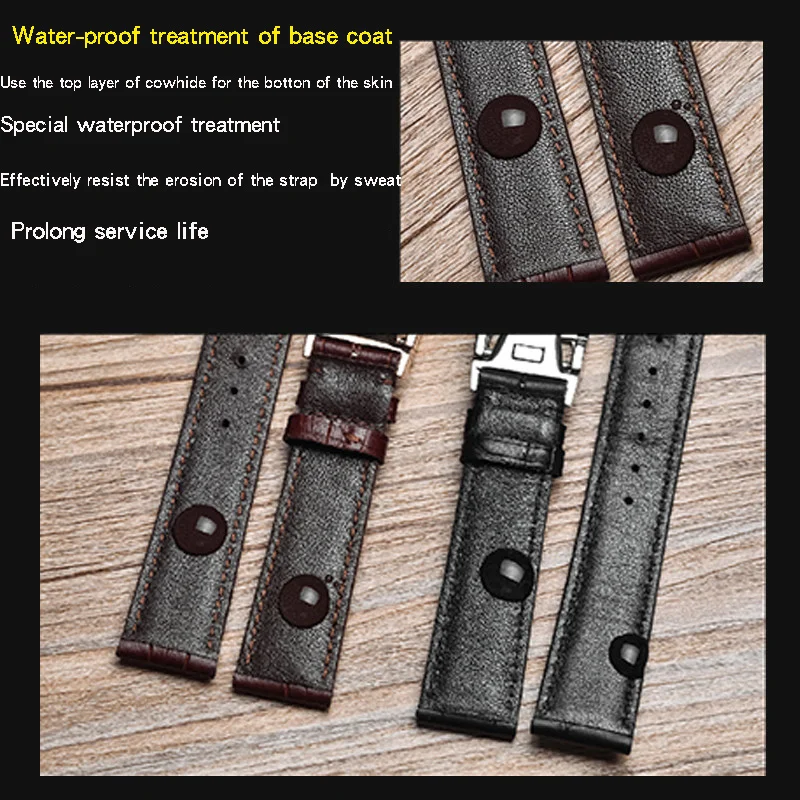 Leather Strap 22mm Men's Waterproof Suitable for IWC Watch Strap Portuguese 7 Leather Strap Portuguese Pilot Belt Bracelet Brown