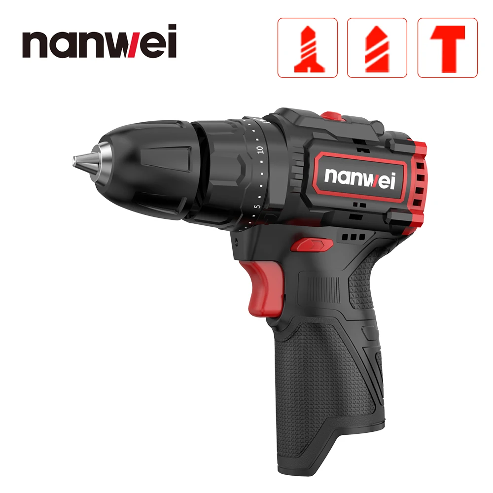 NANWEI 12v brushless impact drill multifunctional screwdriver with dual speed adjustment compact and easy to carry