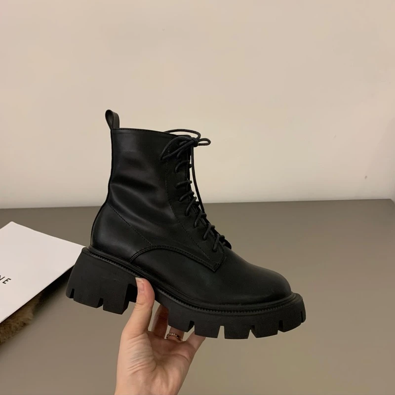 2022 New Fashion Autumn and Winter Women's Botas De Mujer Outdoor Leisure Popular Pu Leather Thick Heel Women's Motorcycle Boots