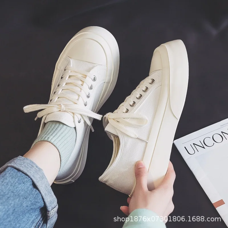 Ins Canvas Shoes Women's Korean Version Ulzzang Tide Harajuku Style Big Head Shoes 2022 Spring Casual Small White Shoes Board
