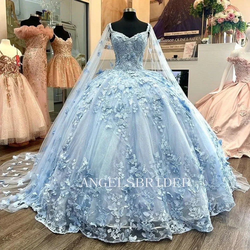Голубое бальное платье Quinceanera Платья по индивидуальному заказу Vestidos De 15 Quinceañera с