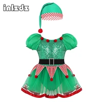 baby girl elf christmas dress for girls new year festival santa clause costume sequined kids fancy dress up party dresses