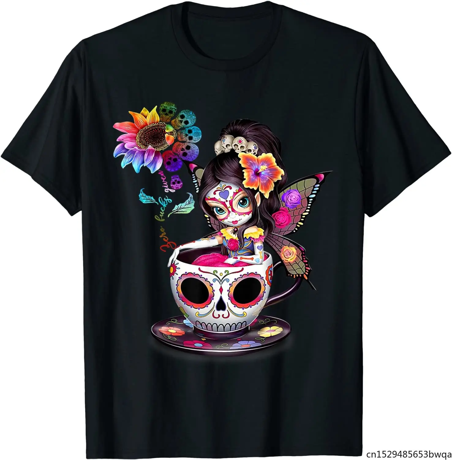 

Zero Given Sugar Skull Rainbow Sunflower T-Shirt Men Women Summer Casual Cotton Tees Tops