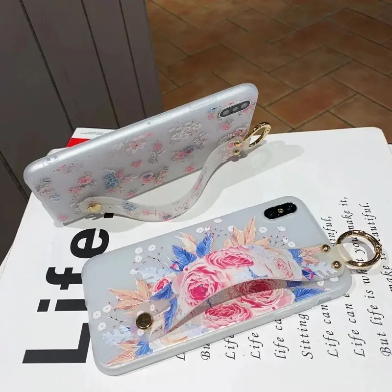 

Flower Wristband Soft Case For Huawei Honor 9X 9C 10i 20 Lite 30 30S Y7P Y8P Y8S P Smart Z P40 P30 Lite Pro Holder TPU Cover