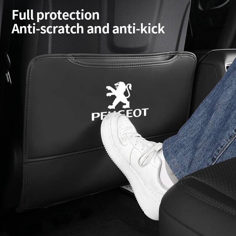 

Car Seat Back Cover Protector Anti Kick Pad for Kids Children PU Leather Seat Organizer for Peugeot 208 308 3008 207 107 206 307