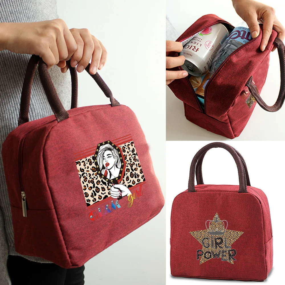 

Leopard Print Lunch Box Bag 2022 New Canvas Cooler Picnic Bag Dinner Lunch Bag School Travel Handbags Food Insulated Bag Camping