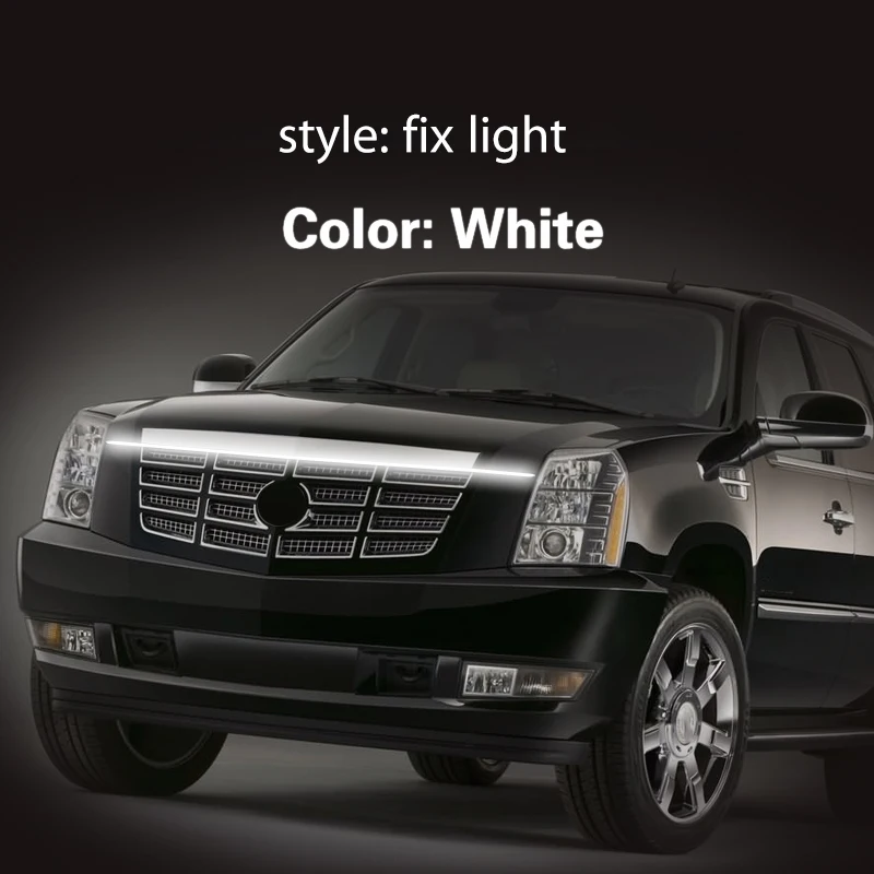 

Светодиодные декоративные лампы для Cadillac Escalade 2007-2014, для автомобильного капота, гибкая дневная Рабочая лента, водонепроницаемая декоративная лампа