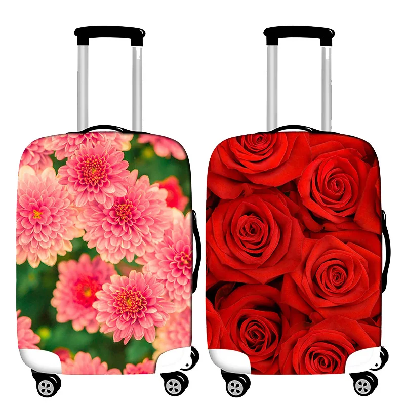 3D Bright Flowers Pattern Luggage Cover Elastic Hand Cart Baggage Cover19 To 32 Inch Suitcase Case Dust Cover Travel Accessories