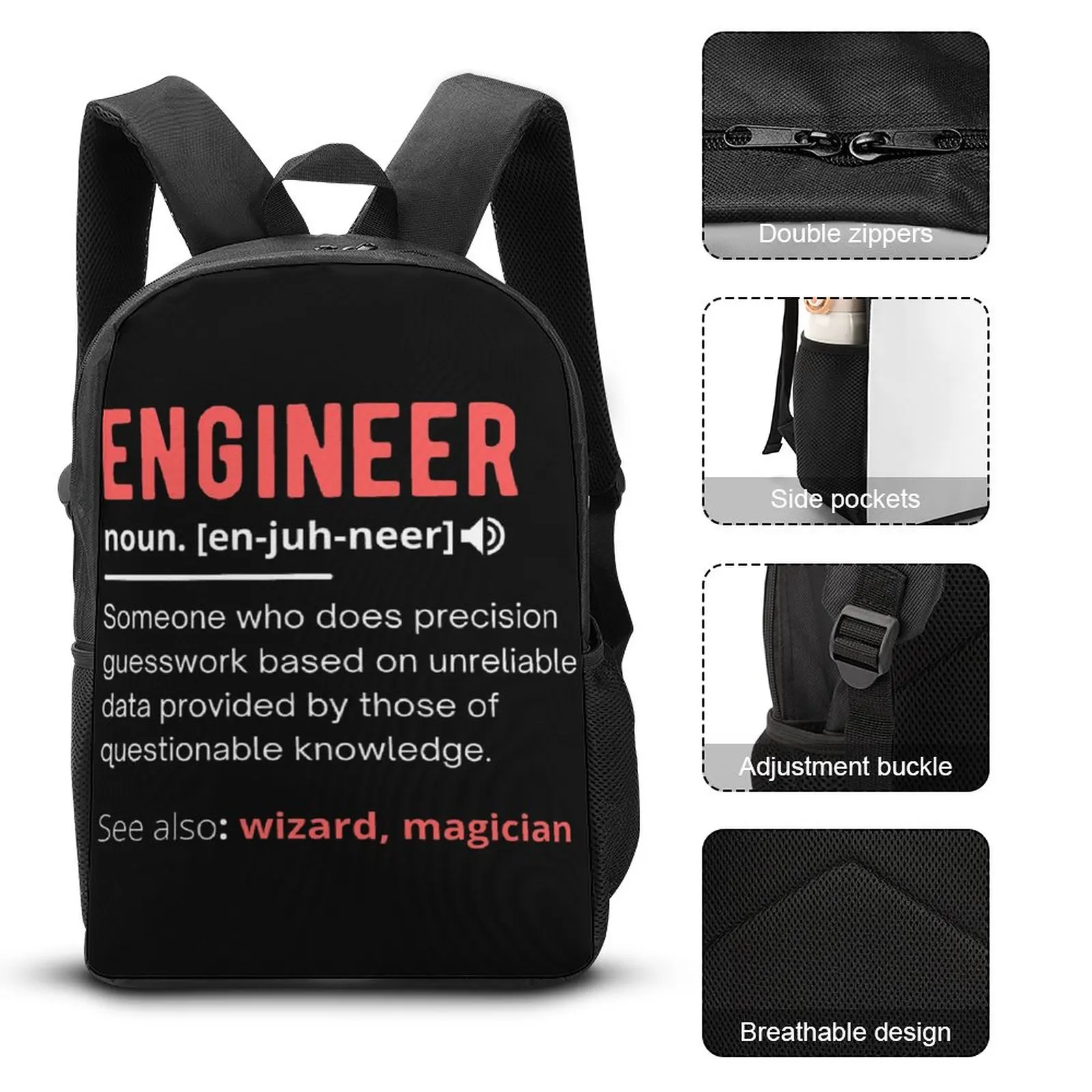 

Funny Engineer Definition 17 Inch Shoulder Backpack Vintage Summer Camps Funny Graphic Firm Cozy Blanket Roll