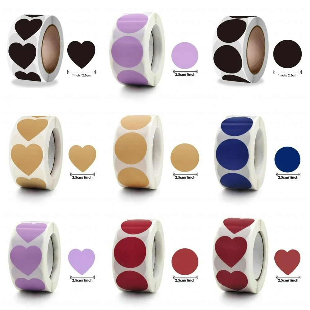 

100/500 PCs Love Heart Round Shaped Sticker Scrapbooking Package Gift Packaging Seal Labels Birthday Party Wedding decoration