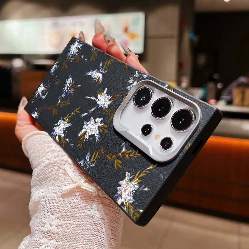 Чехол с серебряным цветком для Samsung Galaxy A55 A54 5G A35 A25 A15 A16 A52 A53 A14 A34 S20 S21 FE S22 S23 S24 Ultra