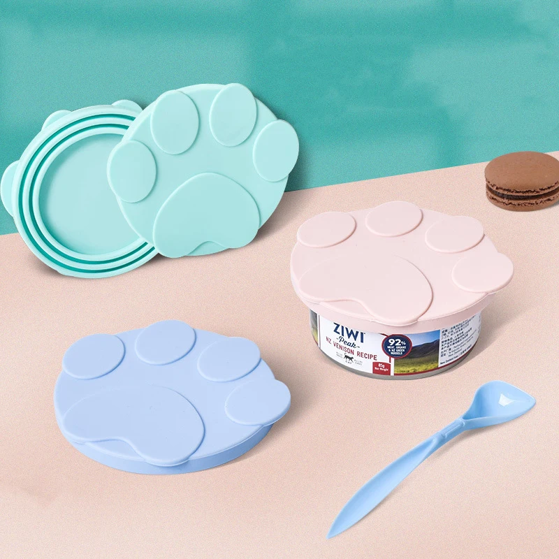 

2 In 1 Silicone Dog Cat Canned Lid Food Sealer Spoon Pet Food Cover Storage Fresh-keeping Lids Bowl Dog Pet Accessories