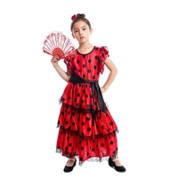 traditional spanish flamenco dance dress for girls classic flamengo gypsy style skirt bullfight festival ballroom red girl dress