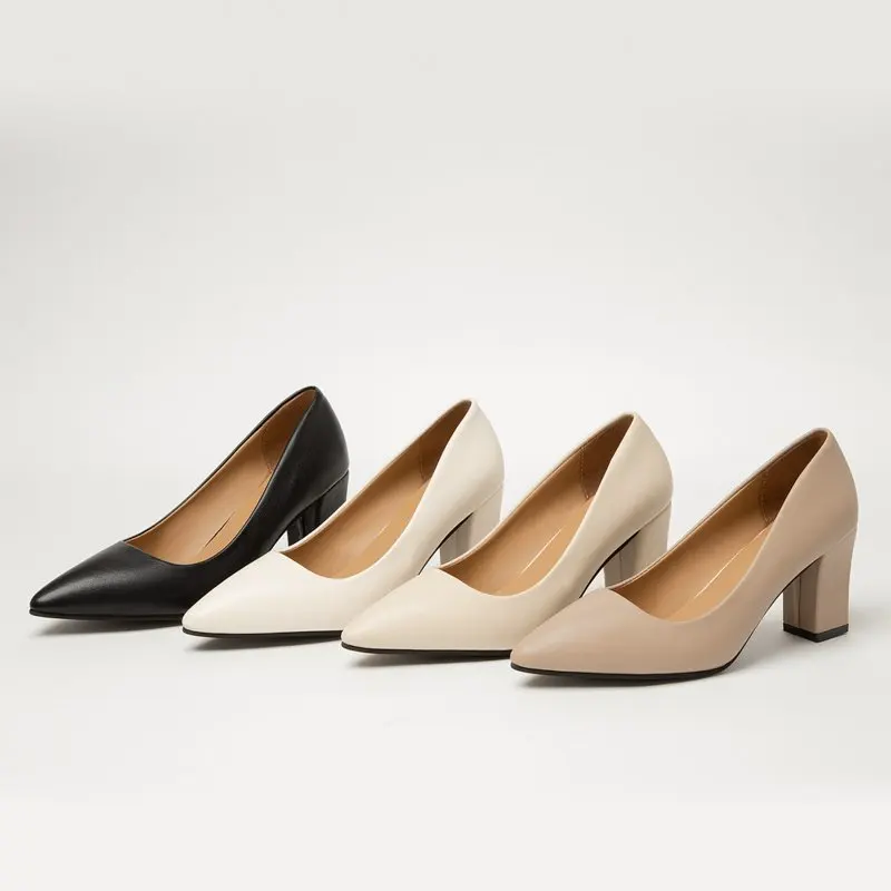 

Women 2022 New High Heels Dress Shoes Pointed Toe Boat Shoes Ladies White Wedding Square High Heels Ladies Dress Shoes Size 41