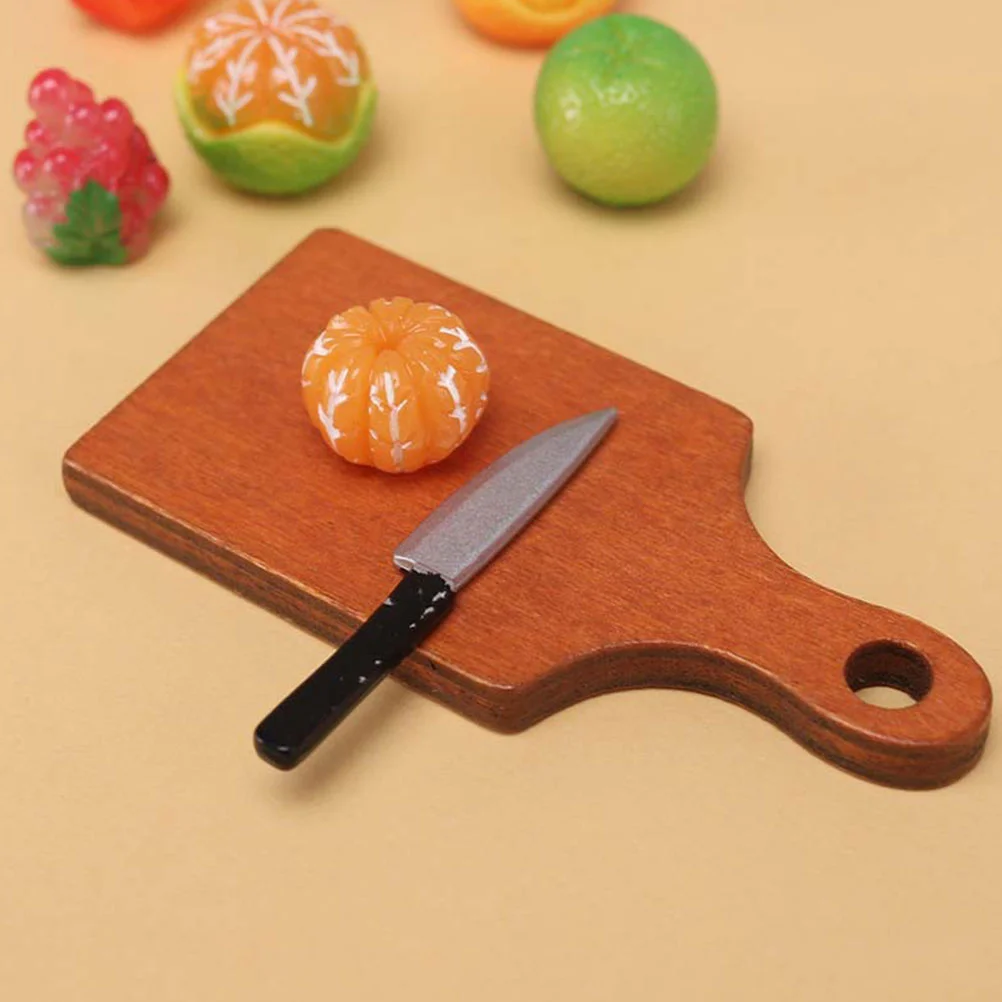 

3 Pcs Mini Chopping Board House Craft Miniature Toys Pretend Ornament Kitchen Wood Cutting Decor Micro Scene Dollhouse