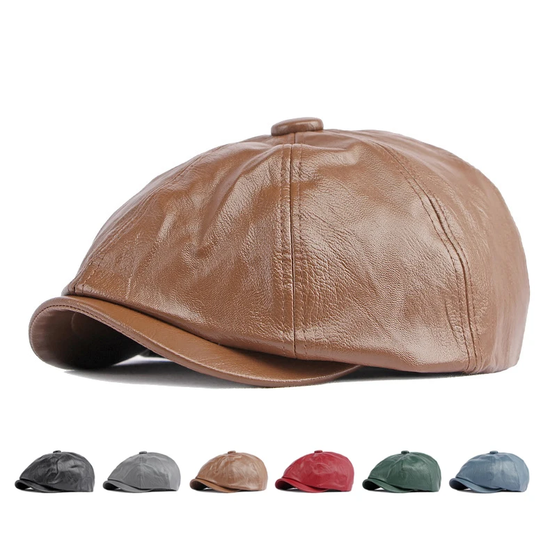 

Pu Leather Beret Men Spring Autumn Octagonal Flat Cap British Newsboy Cap Women Gatsby Painters Hats Ivy Hat Gorro Hombre Boina