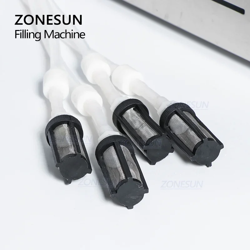 Фото ZONESUN ZS-YTDP4 Полуавтоматическая машина для розлива жидкостей с 4 головками, электрическим цифровым управлением и насосом для воды, соков, масла в бутылки и банки №3