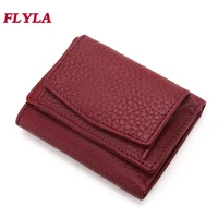 leather women wallet short 2022 new hot selling mini first layer cowhide coin purse rfid small card bag