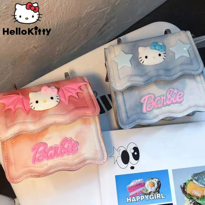 

Sanrio Милая женская сумка через плечо Hello Kitty звезда Y2k преппи Милая Студенческая сумка через плечо корейская мода роскошная женская сумка на цепочке