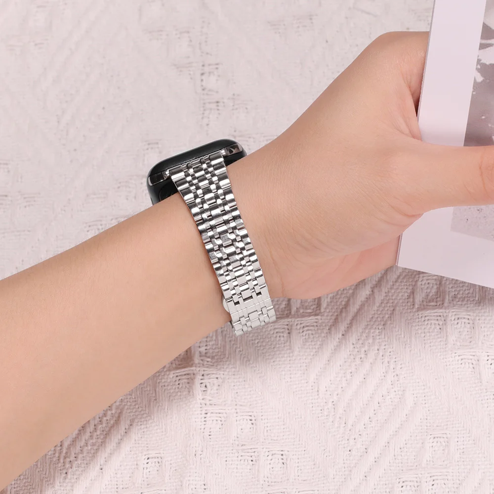 Stainless Steel Strap for Apple Watch band 7 6 44mm 40mm 41mm 45mm iWatch Series 7 SE 3 42mm 38mm Butterfly Metal Slim Bracelet