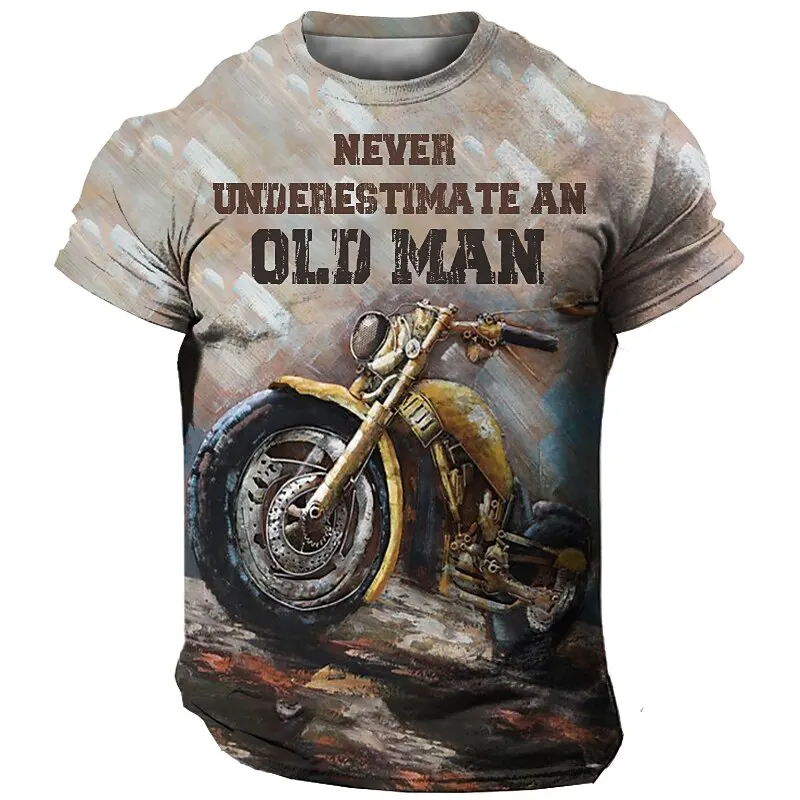 

Vintage T-Shirt Motorcycle Men's T Shirt 3D Printing Car Short Sleeve Summer Men Clothing Casual Blouse Classic Bike Tops Tees