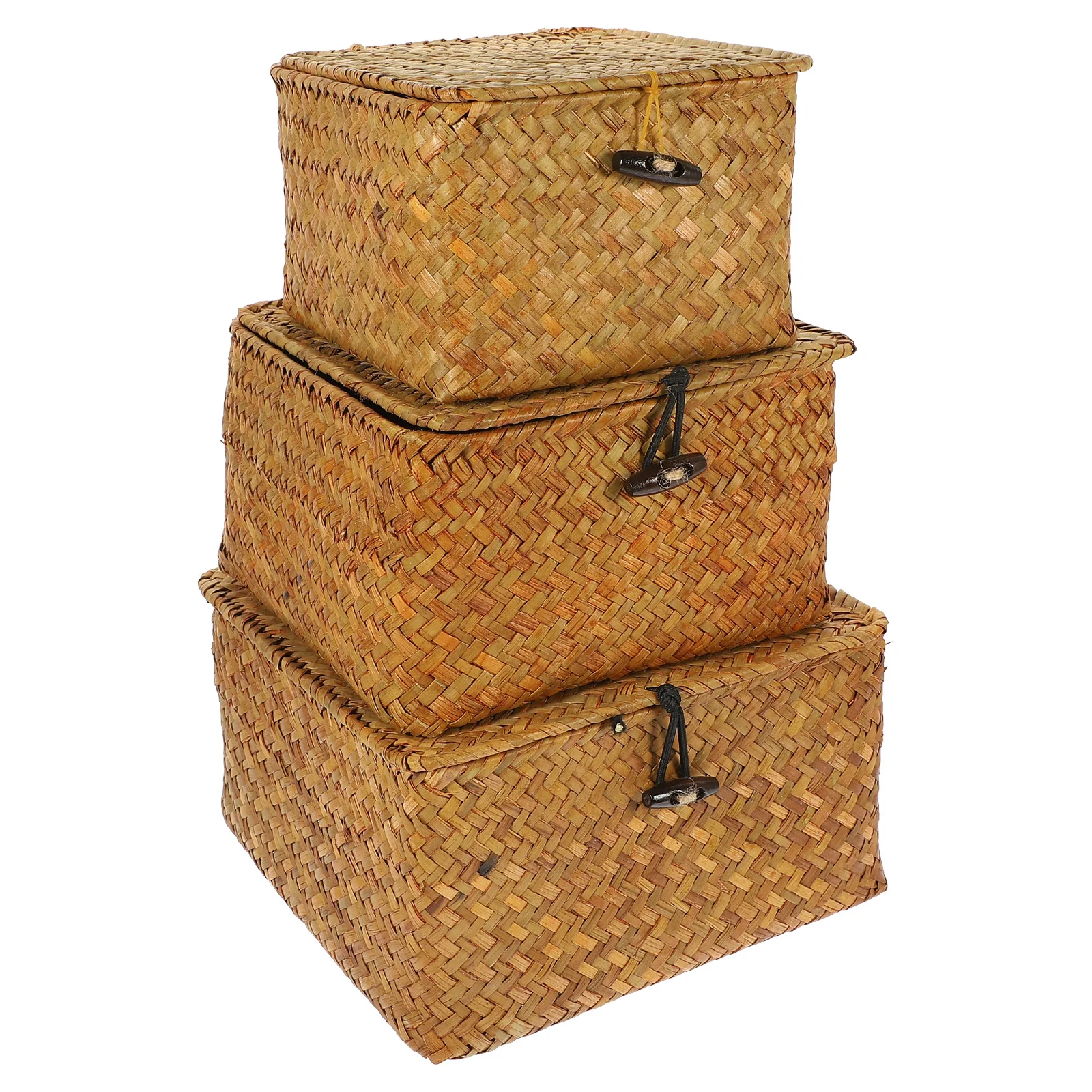 

Storage Wicker Basket Baskets Woven Boxbins Organizing Seagrass Organizerrattan Shelf Desktop Makeup Snack Decorative Lid
