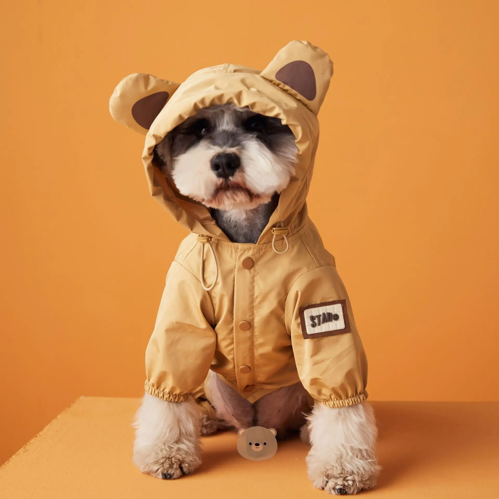 

Cute Waterproof Dog Raincoat With Four Legs Bear Ears For Schnauze Pomeranian Teddy Small Dog Breeds Spring Autumn Raincoat