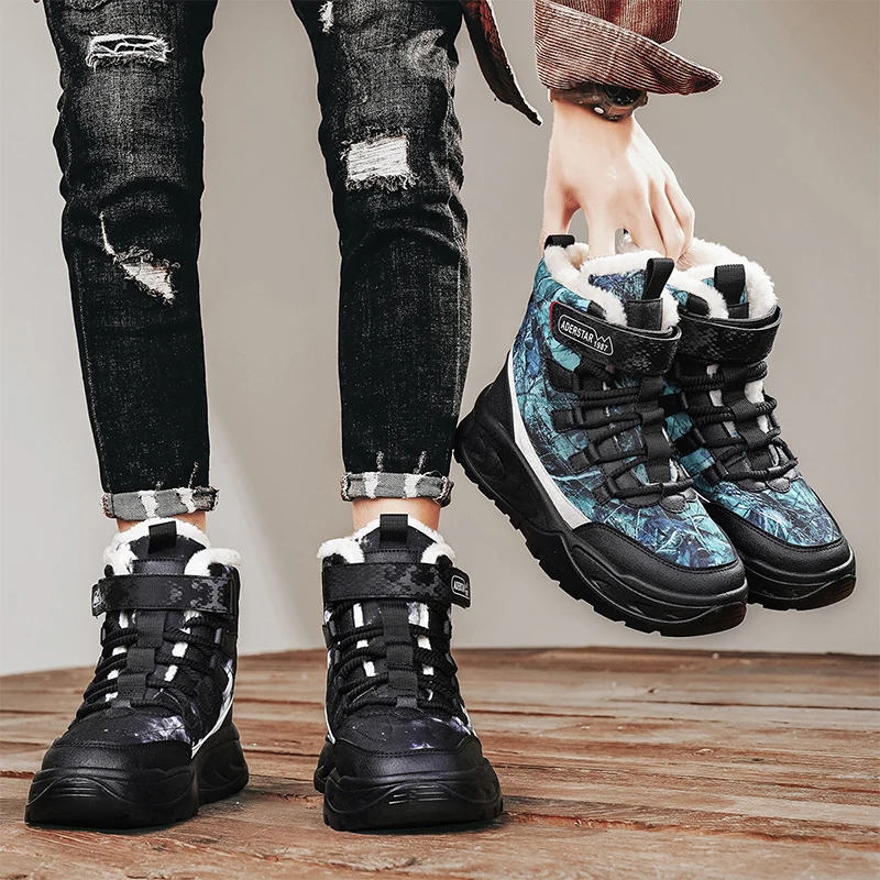 Мужская хлопковая обувь с высоким берцем новинка зимы 2024 домашние теплые ботинки