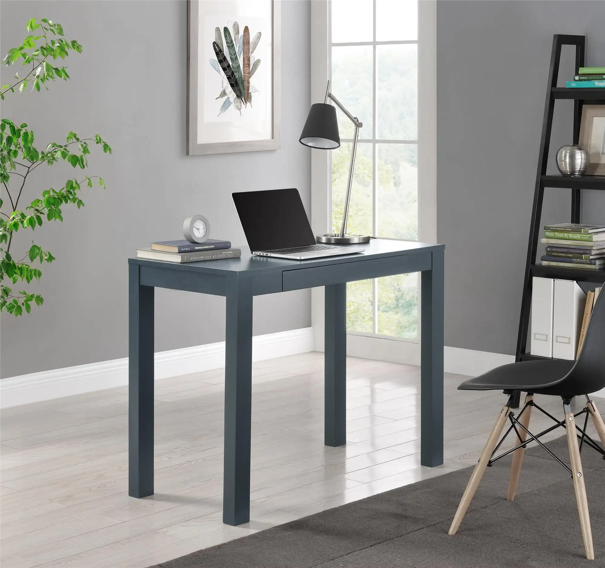 

Glyndon Computer Desk with Drawer, Gray