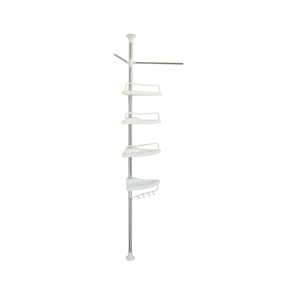 

4 Tier Shower Caddy Organizer Shelf Corner Bathroom Organizer Shower Corner Stand Floor To Ceiling Tension Pole Shower