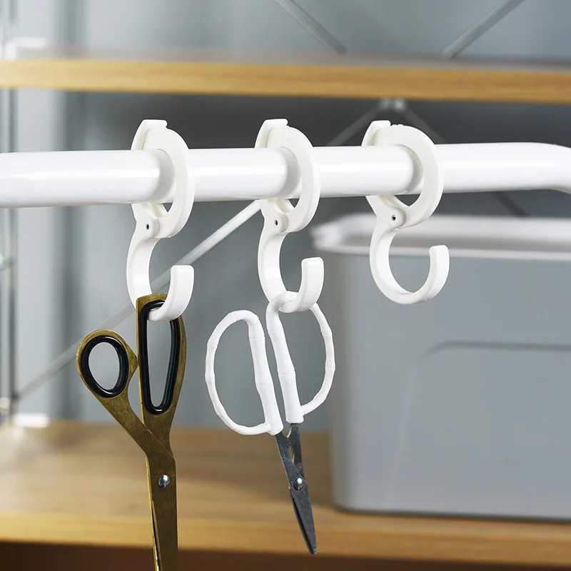 

2pcs Plastic S-Shape Hooks Multi Purpose Kitchen Bathroom Hanging Buckle Hooks Adjustable Clothes Bag Key Clasp Holder