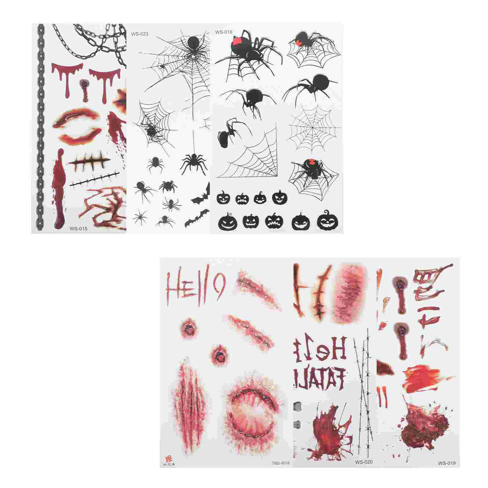 

6 Sheets Party Makeup Supplies Lifelike Decals Spider Stickers for