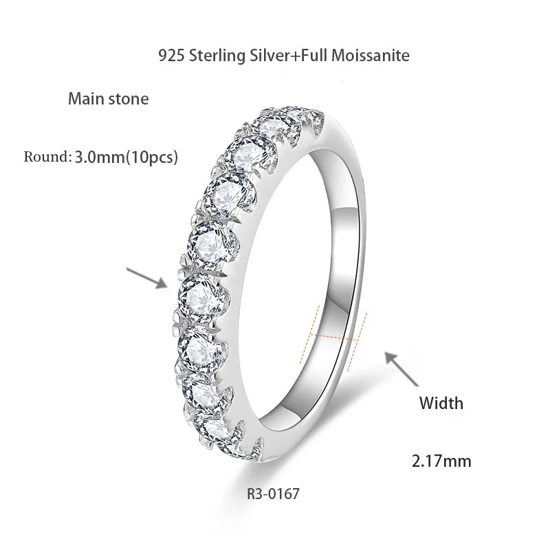 Следуйте за облаком 2 8/3 0 мм кольца вечности с муассанитом для женщин и мужчин