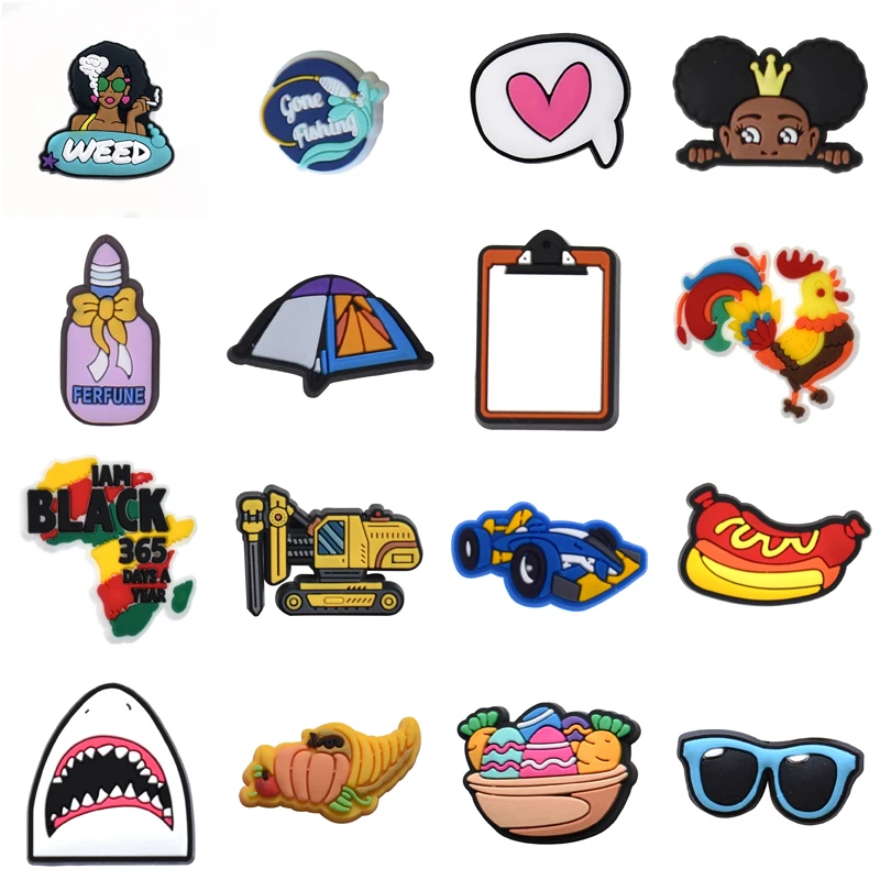 

Single Sales PVC Shoes Charms Accessories Boys Girls Party Gifts Garden Clog Buckle Pins Decorations Fit Croc Sandals Wristband