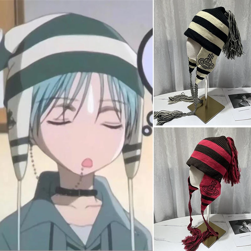 Anime Cosplay Apparel Beanies Okazaki Shinichi NANA Hats Girl Women Tassel Ear protection hat Winter Fall Casual Bonnet Gorro
