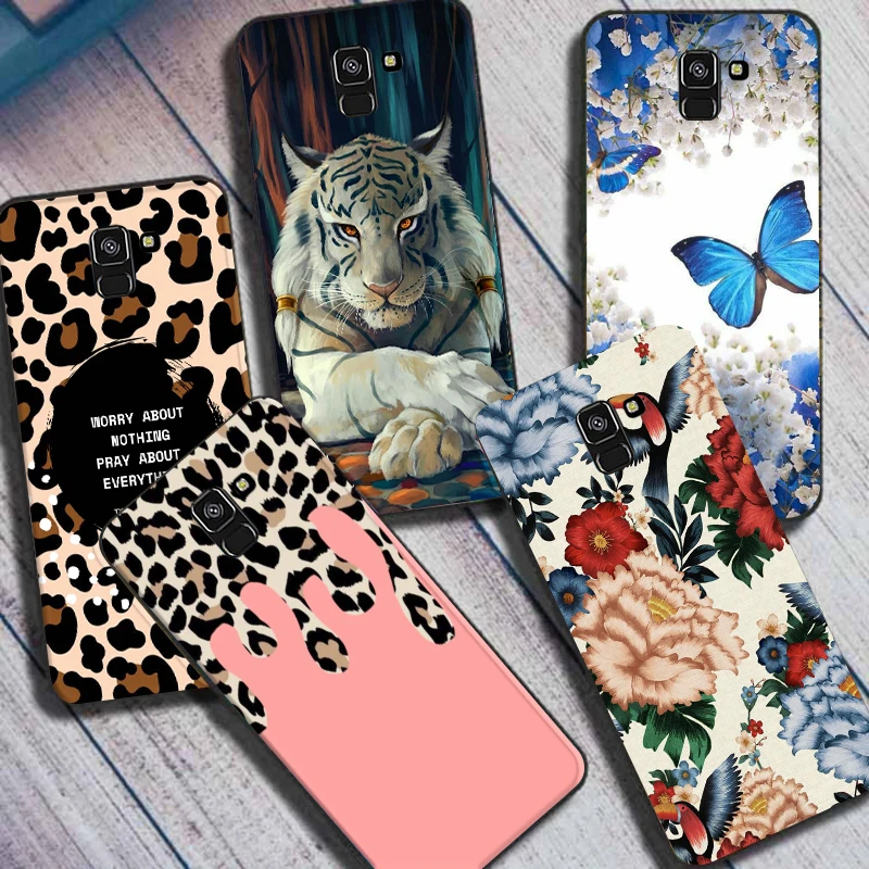 For Samsung Galaxy A8 2018 Case Samsung A8 A 8 Plus 2018 Cover Soft  TPU Phone Cases Coque Bumper Leopard print