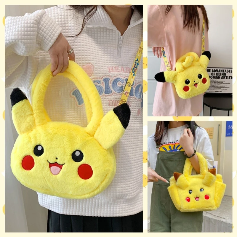 20CM Pokemon Pikachu Toy Shoulder Bag Cute Coin Purse Soft Messenger Bag Girls Gift