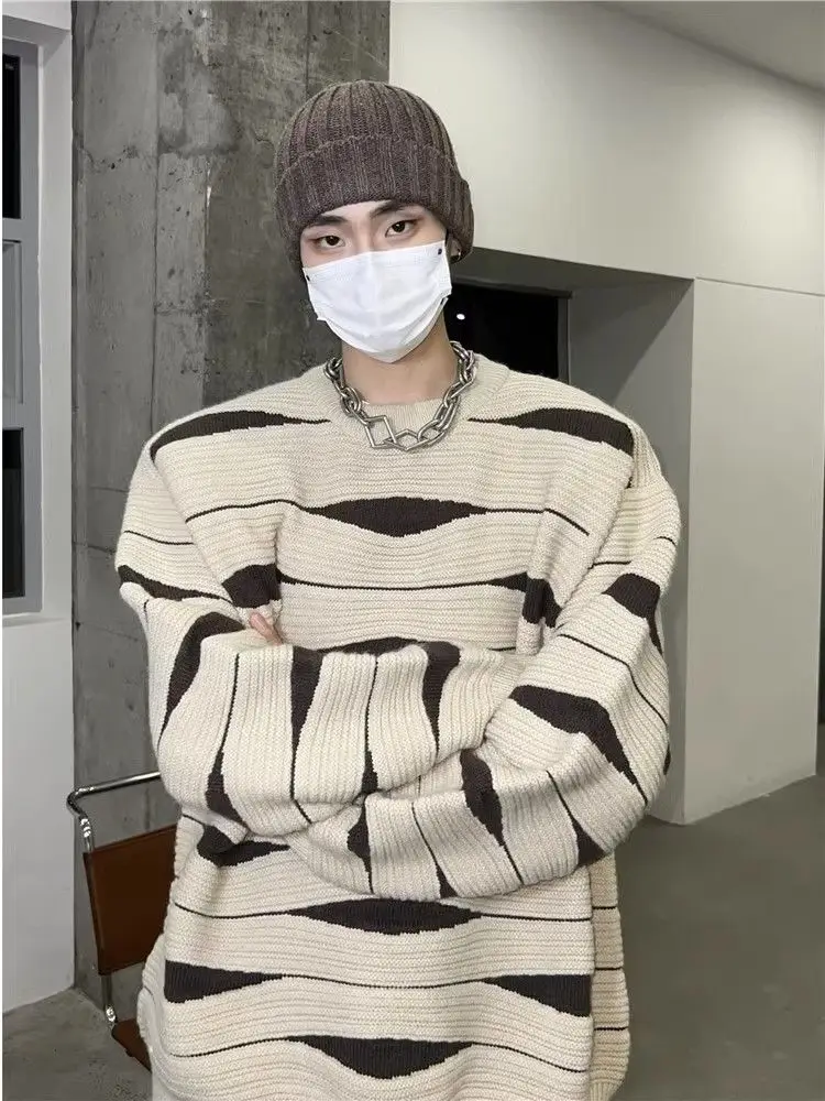 

Korean style high street men and women hip-hop trend personality lazy sweater design couple retro casual y2k top harajuku