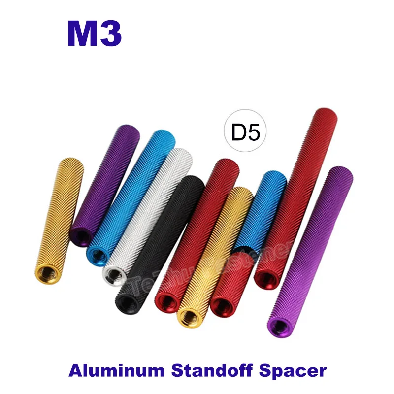 

10Pcs M3 Fasteners Round Aluminum Knurled Standoff Spacer Stud Screw Long Nut Threaded Insert DIY Accessories Inner Teeth