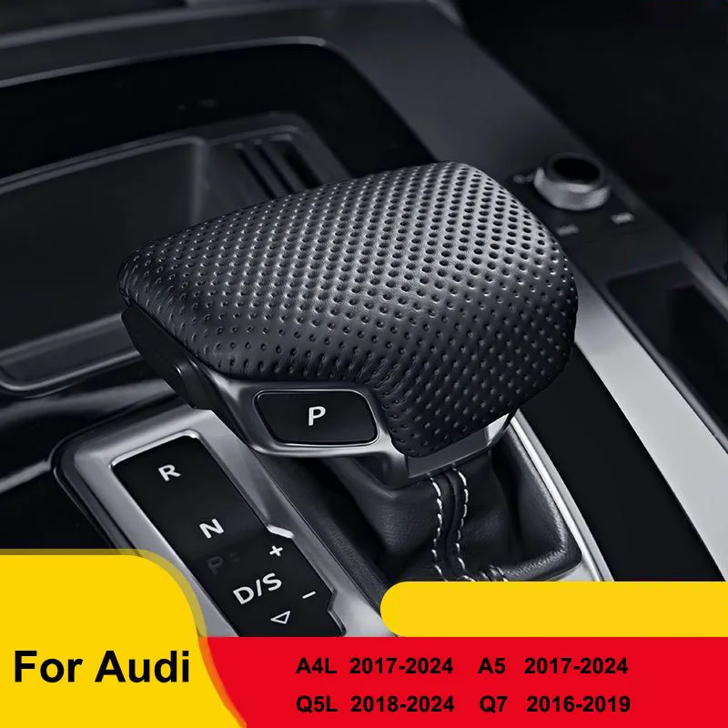 Фото Перфорированная кожаная накладка на ручку переключения передач LDH для Audi A4 S4 A5 S5 RS4 RS5 A6 A7 A8 Q5 Q7 2017-2025, аксессуары для интерьера автомобиля №3