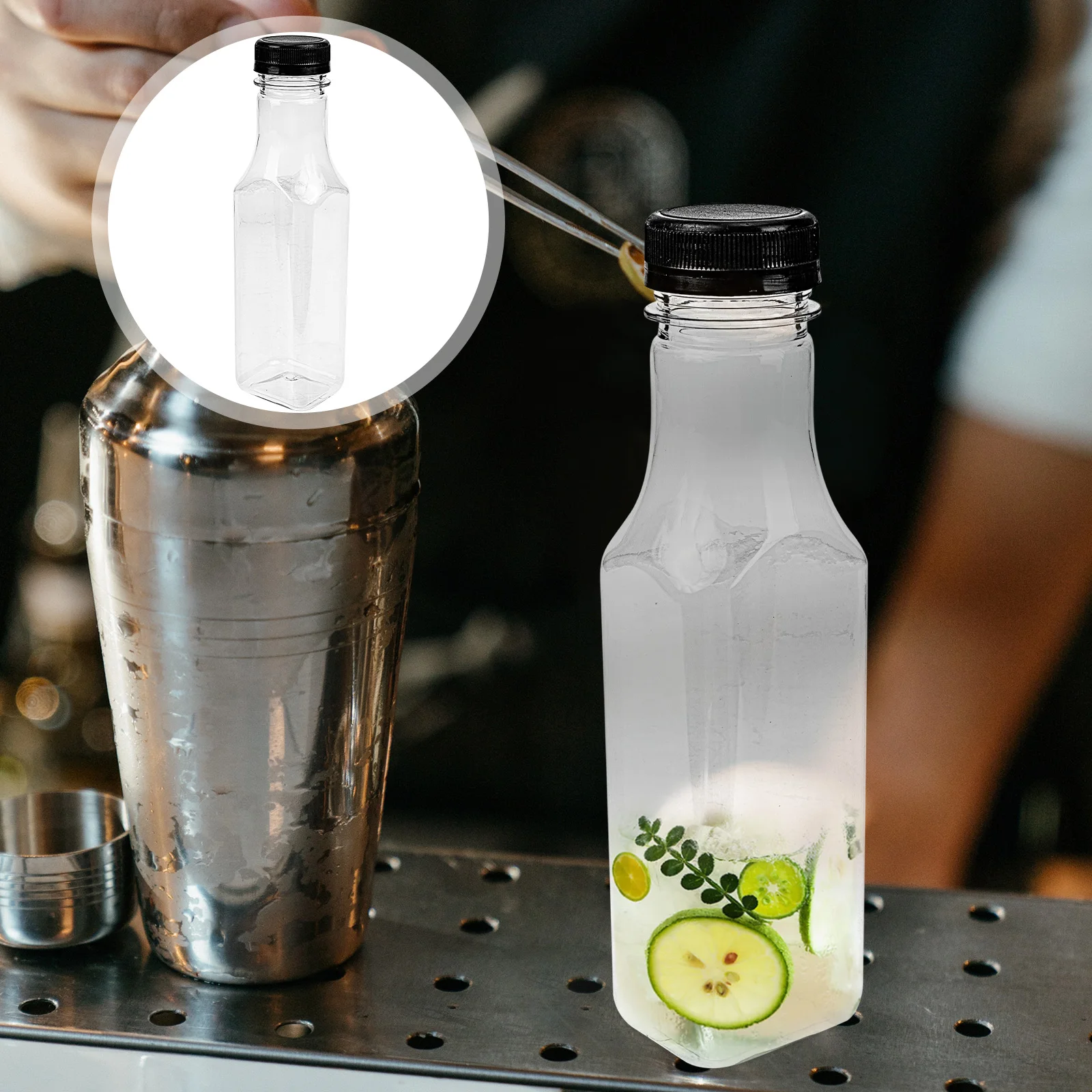 

Bottlesbottlebeverage Empty Drink Containers Withclear Water Caps Lids Coffee Tea Smoothie Drinking Lid Reusable Little