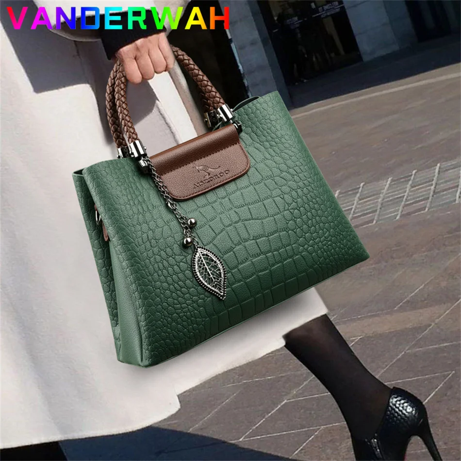 

Genuine Brand Leather 3 Layers Alligator Crossbody Bag for Women Female Shoulder Messenger Sac Luxury Designer Ladies Handbags