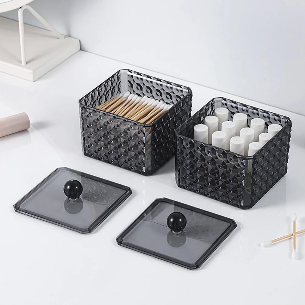 

2 Pcs Vanity Shelves Ornament Storage Box Cotton Swabs Holder Dispenser Container Case