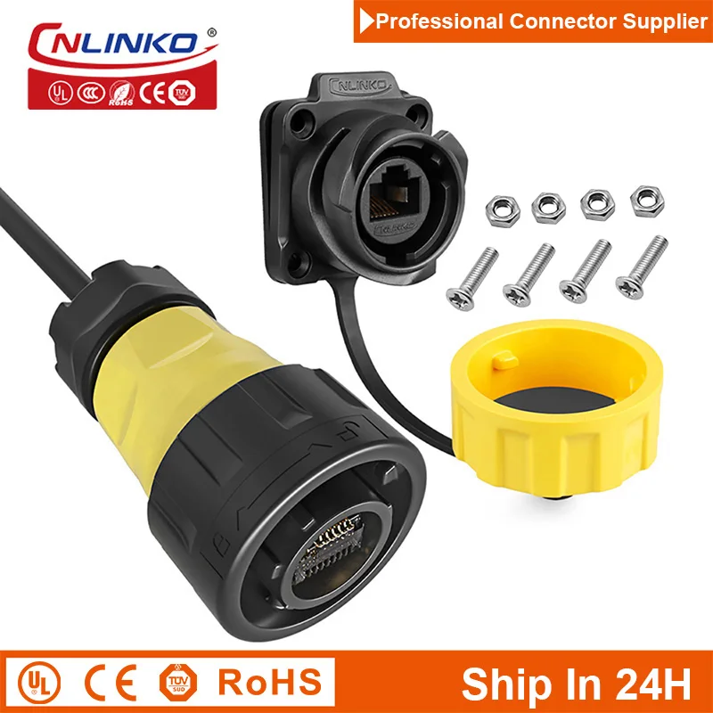 Cnlinko YM24 Ethernet LAN M24 Водонепроницаемый Cat5e RJ45 Разъем сигнала для светодиодного рекламного щита Телефон Радио Компьютер